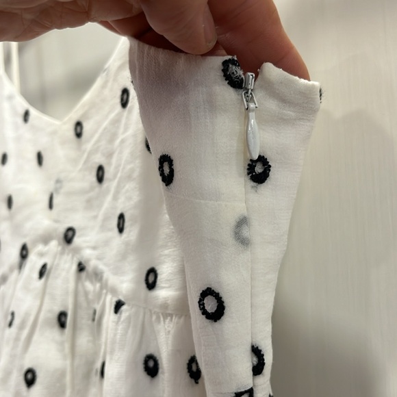 EUC 10 Crosby Derek Lam white cotton boho black embroidered empire waist dress - Picture 4 of 6